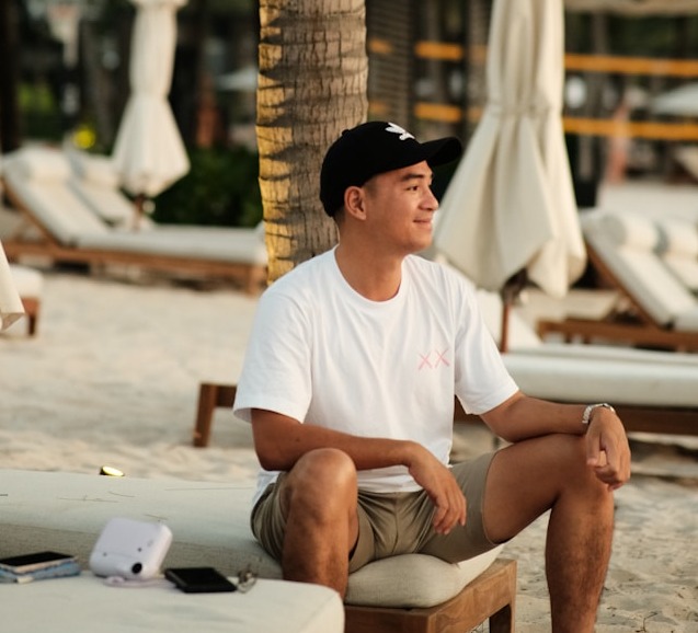 Man enjoying a pain-free life on a Nanaimo beach.