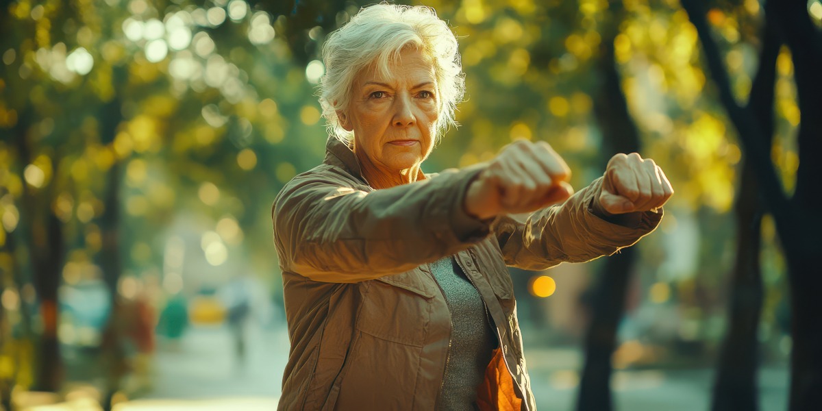 Nanaimo resident practicing Tai Chi outdoors for winter wellness and energy circulation